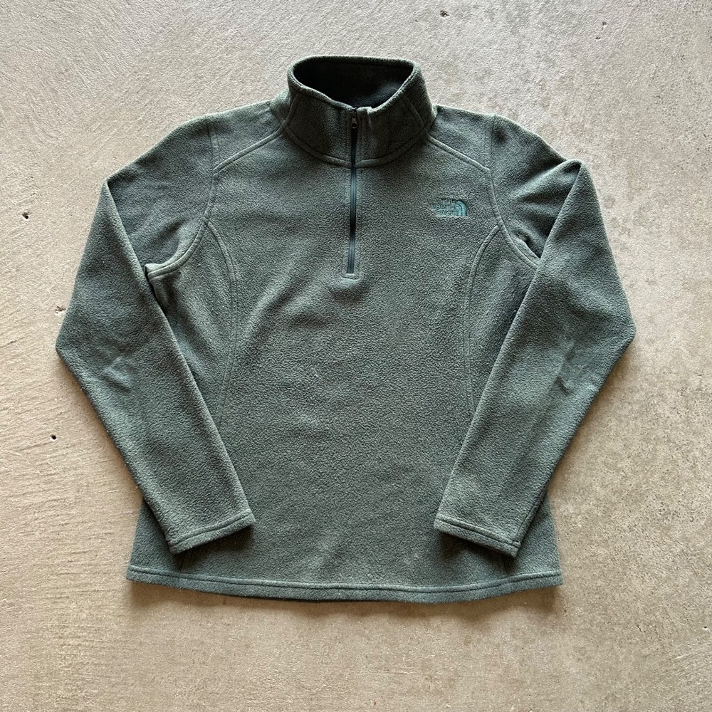 The North Face Womens Glacier 1/4 Zip Fleece Jacket Womens Medium Green Pullover